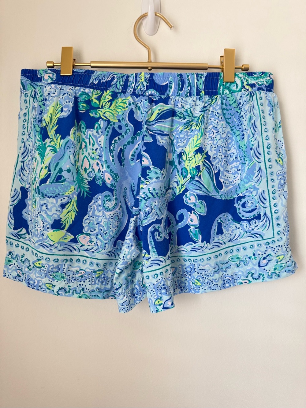 Lilly Pulitzer Katia Shorts Blue Current Engineered Mermaid Octopus Print Blue
S